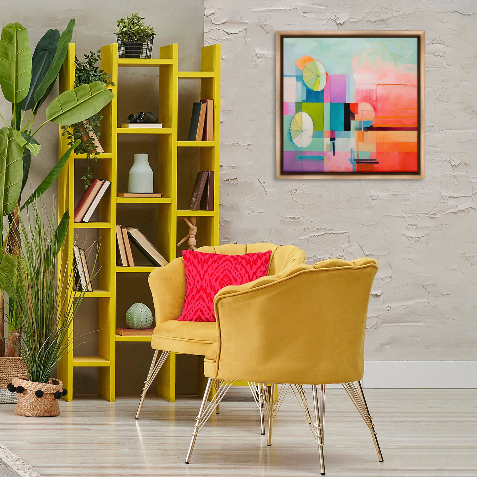 Stupell Industries Beach Umbrellas Abstraction Abstract Painting Brown Floater Framed Canvas Art Print Wall Art, 25 x 25
