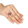 thumbnail image 3 of 1.10 Carat (ctw) Lab-Created Ruby Heart Ring with Diamonds in Sterling Silver with Yellow Plating, 3 of 4