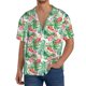 thumbnail image 1 of Balery Flamingo And Monstera Camisa Casual de Manga Corta con Botones para Hombre, Texturizada, Estilo Cubano, para Playa, Verano-Small, 1 of 5