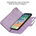 thumbnail image 3 of Wallet Case Compatible with iPhone Xs/X,[6 Card Slots] [Wrist Strap] [Stand Feature] Detachable 2 in 1 Magnetic Zipper Leather Slim Cover Case for iPhone Xs,5.8 inch Purple, 3 of 18