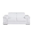 thumbnail image 2 of HomeRoots 546441 29 x 71 x 41 in. White & Silver Genuine Leather Love Seat Sofa, 2 of 11