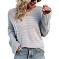 thumbnail image 1 of Suéter de cuello redondo para mujer, Top de punto calado, suéter de manga Dolman, Jersey de punto informal suelto, 1 of 7
