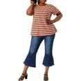 thumbnail image 3 of Agnes Orinda Women's Plus Size T-Shirt Rainbows Stripe Crew Neck Short Sleeve Top 2X Rainbow, 3 of 6