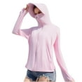 thumbnail image 2 of Feancey Womens UV Sun Shirt with Hood Long Sleeve Quick Dry Hoodie Jackets Outdoor UPF 50+ Face Mask Fishing Shirts Lightweight Breathable Hiking Jacket Pink Free Size, 2 of 2