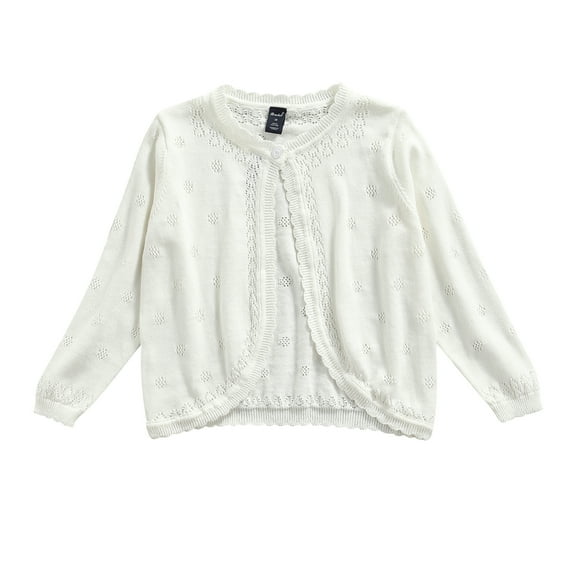 Kiapeise Toddler Girls Cardigan, Long Sleeve Crew Neck Button Up Knit Shrug