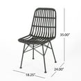 thumbnail image 4 of Noble House Dimitri Indoor Wicker Dining Chairs, Set of 2) , Gray and Black, 4 of 5