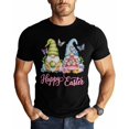 thumbnail image 1 of Camisetas para hombre, camiseta de algodón con cuello redondo y diseño de gnomo de Pascua, manga corta, estilo pastoral, con flores y mariposas., 1 of 8