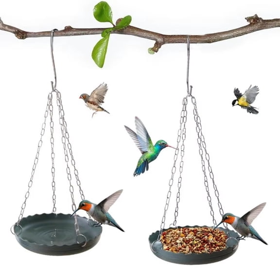 Hanging Bird Feeder & Bath for Outdoors, Wild Bird Feeders Tray, Hanging Birdfeeder Birdbath for Outside, Cardinal, Blue Jay, Crow, Birdfeeders Trays