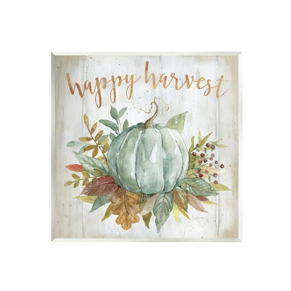 Stupell Industries Happy Harvest Seasonal Pumpkin Graphic Art Unframed Art Print Wall Art, Design by Livi Finn