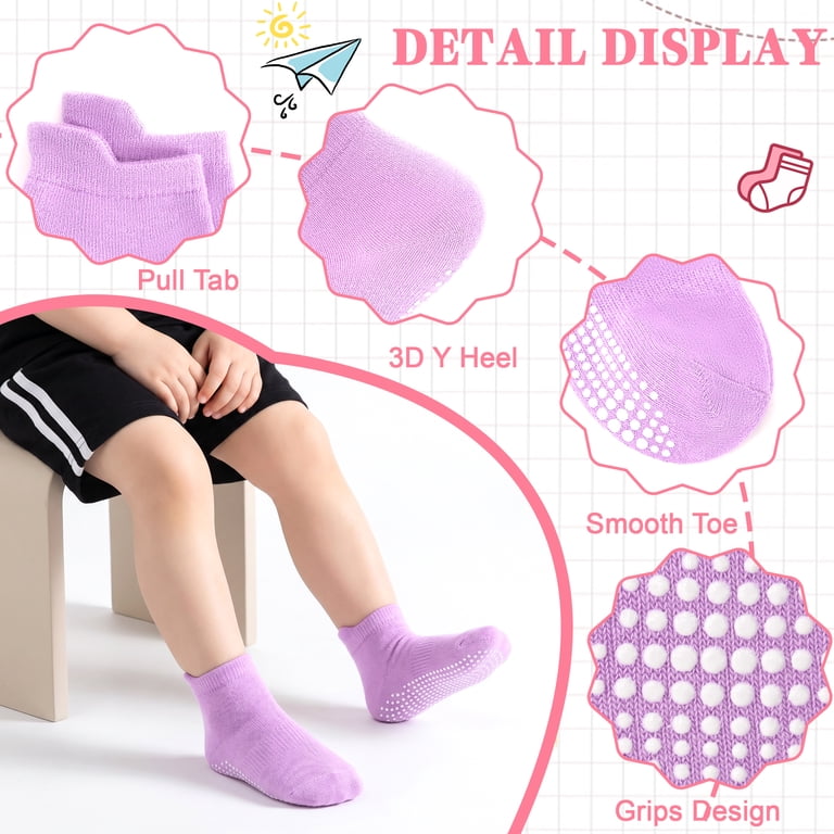 Tphon Girls Non-Slip Ankle Grip Socks 12-Pair Pack photo 3