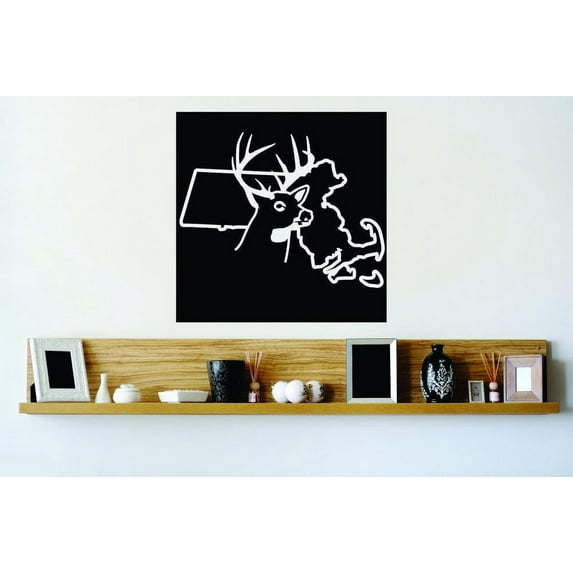 Wall Design Pieces Massachusetts Wild Life Deer Buck Hunter 18x18"