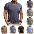 thumbnail image 2 of Umfun Men Contrast Stitch Short Sleeve Crew Neck T-Shirt Slim Fit Casual Wear for Sports and Daily Casual, 2 of 9