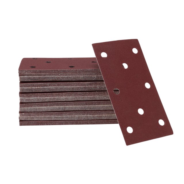 70 Pcs Papel de Lija Rectangular 8 Agujeros 120 Grano con Gancho y Bucle Hojas de Lijado Universal para Reacondicionamiento Automotriz 180x95mm Óxido de Aluminio Rojo
