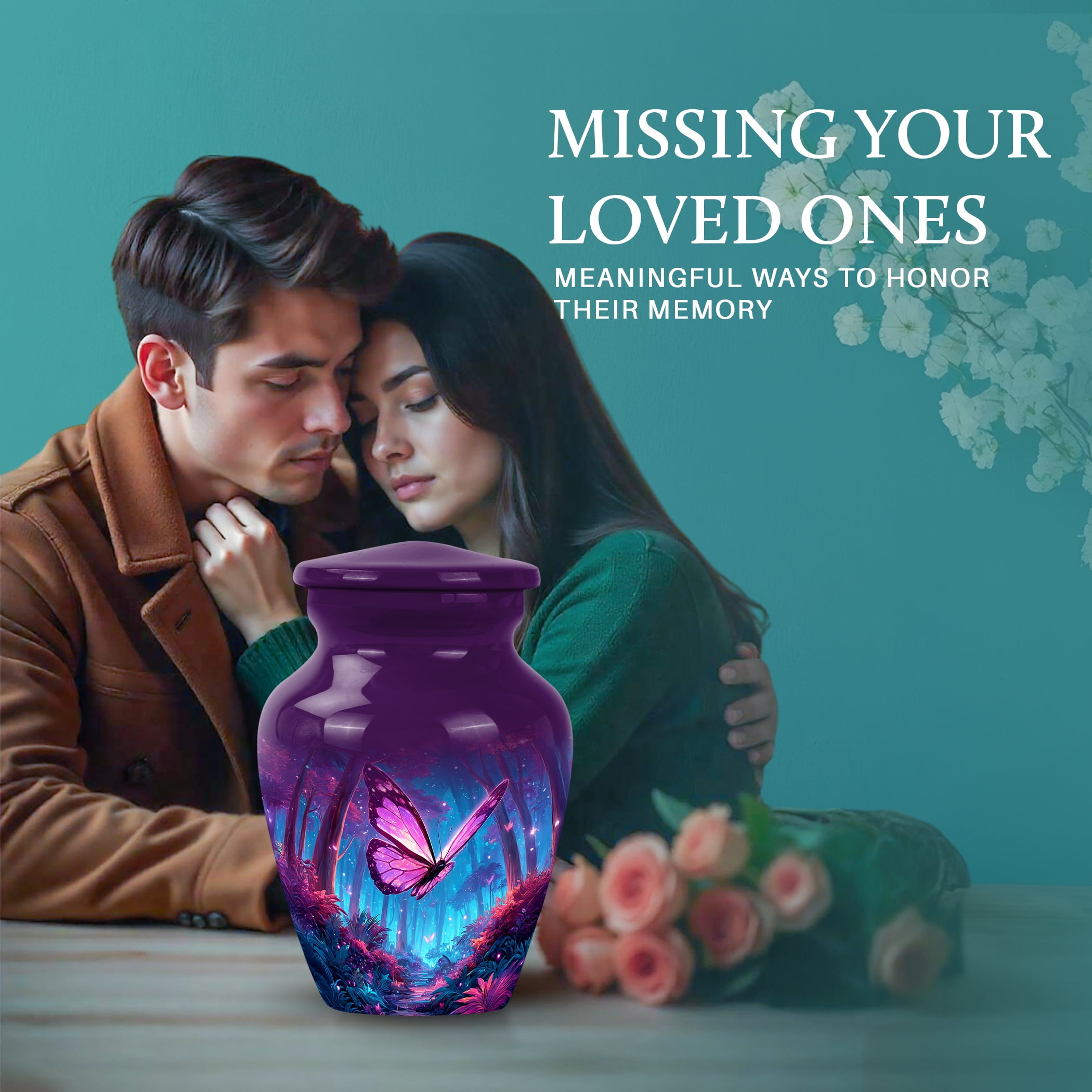 SABURIAL Butterfly Mini Urn for Dad Ashes - Beautiful Handcrafted Keepsake Urn for Male Adult - Perfect Tribute Urns for Honor Your Loved One - Urns for Human Ashes Adult Man - 3 Inch - Pack of 1