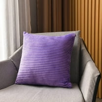 XmhyTop Set of 2 18x18in Purple Corduroy Throw Pillows, Soft Square Modern Striped Cushions for Living Room, Sofa, Bedroom, Car & Office Decor