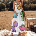 thumbnail image 3 of Cute Dinosaur Sleeveless Suspender Dress Summer Fashion Casual Long Dress, 3 of 9