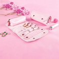 thumbnail image 4 of (Rosa romántico) 1 organizador de joyas enrollable, organizador de joyas de viaje, organizador de joyas de viaje con compartimento y bolsillo con cremallera para anillos y pendientes., 4 of 5