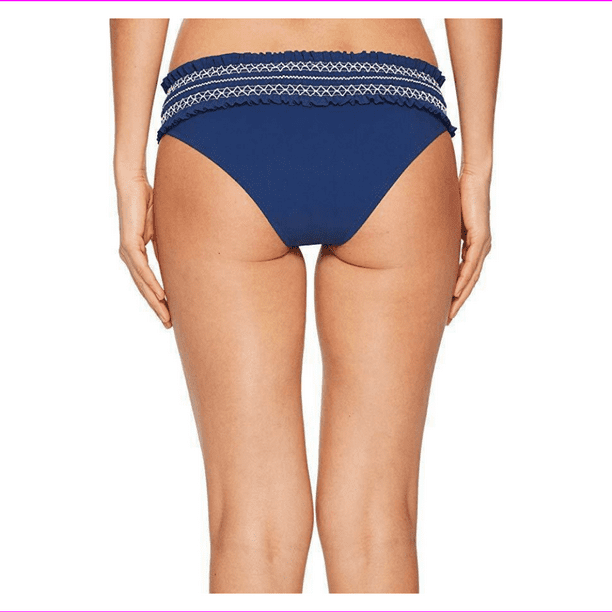 Tory Burch Women's Moderate Rear Coveragev Costa Hipster Basic Bikini Bottom  M/Capri Blue 
