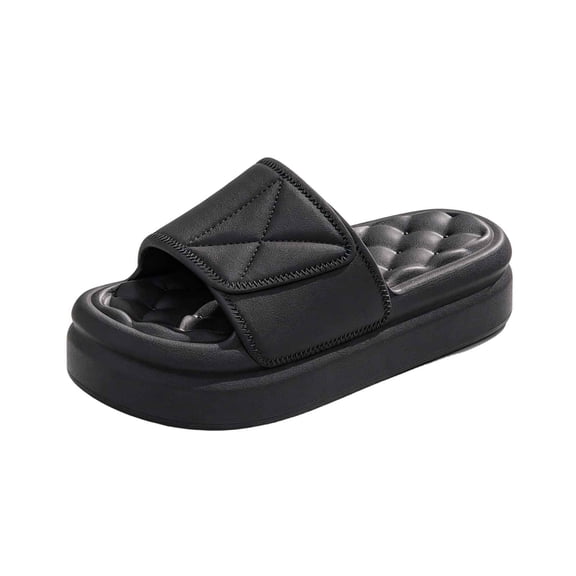 QINGFSAP Womens Mens Chunky Platform Slippers Open Toe Design Textured Cushioned Footbed Indoor Slides