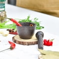 thumbnail image 3 of Sungmor Mortero y Maza de hierro fundido, mini molinillo de especias negro, mortero Ø3" y maza 3.9" L; herramientas de cocina rústicas para moler especias, hierbas, nueces y pesto, 3 of 8