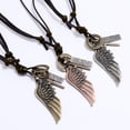 thumbnail image 2 of Mightlink Men Necklace Vintage Adjustable Punk Style Rope Chain All Match Decoration Faux Cowhide Angel Wing Charm Pendant Necklace Jewelry for Daily Wear, 2 of 7