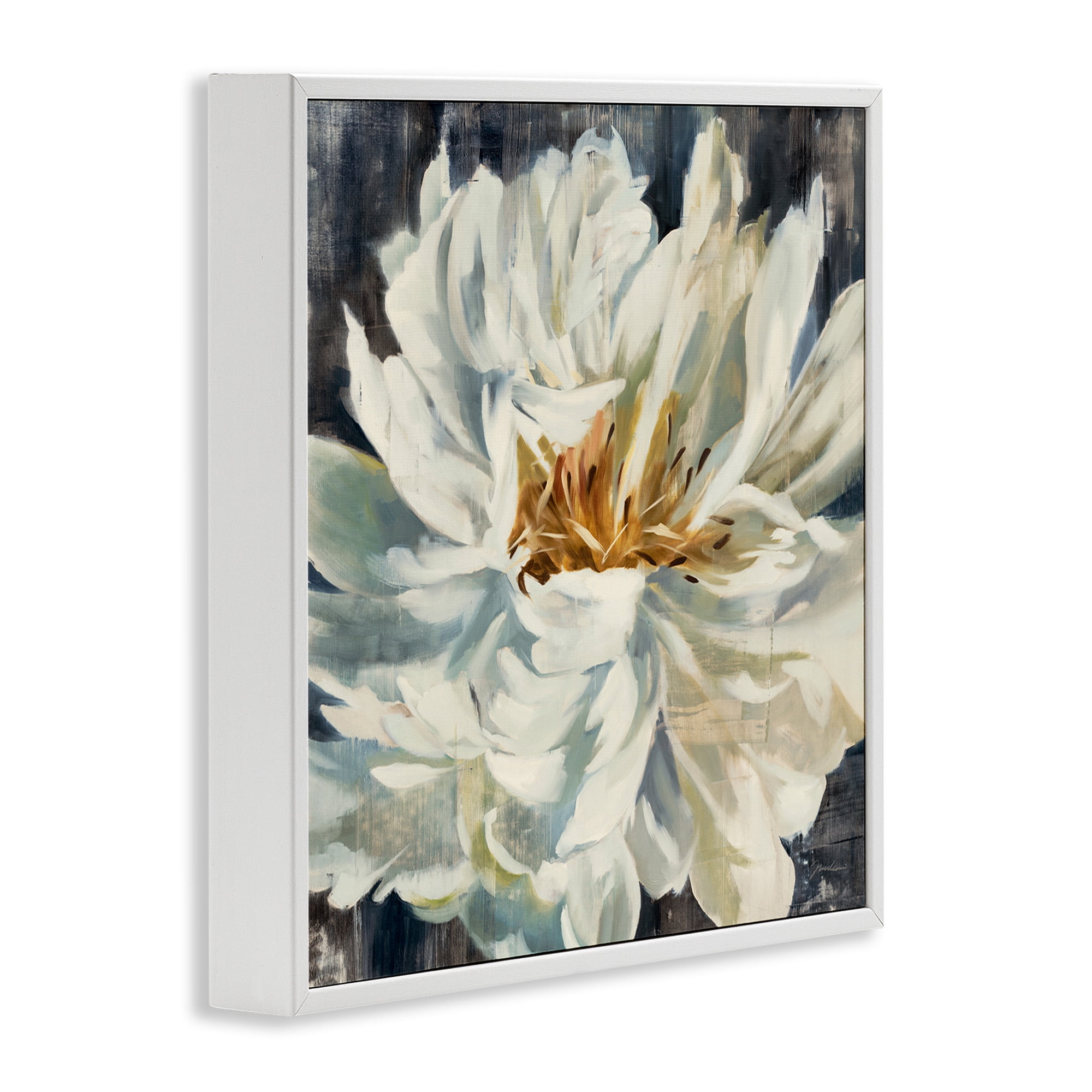 Stupell Industries Organic Blooming White Petals Botanical & Floral Painting White Framed Art Print Wall Art, 12 x 12
