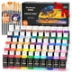 thumbnail image 1 of Pintura acrílica Shuttle Art, set de 50 colores, frascos de 60 ml (2 oz), pigmentos intensos, resistente al agua, premium para artistas, principiantes y niños sobre lienzo, rocas, madera, cerámica y t, 1 of 8