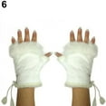 thumbnail image 2 of SPRING PARK 9 Colors Women's Winter Faux Rabbit Fur Faux Leather Soft Fingerless Mittens Wrist Gloves, 2 of 5