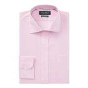 RALPH LAUREN Mens Pink Pinstripe Collared Classic Fit Stretch Dress Shirt 17- 36/37