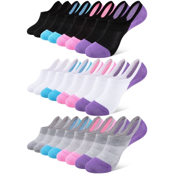 COOPLUS 12 Pairs Womens Lightweight No Show Socks Athletic Liner Ankle Invisible Socks for Women
