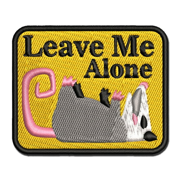 Leave Me Alone Opossum Playing Dead Applique Multi-Color Embroidered Iron-On Patch - 2.5 Inch Small