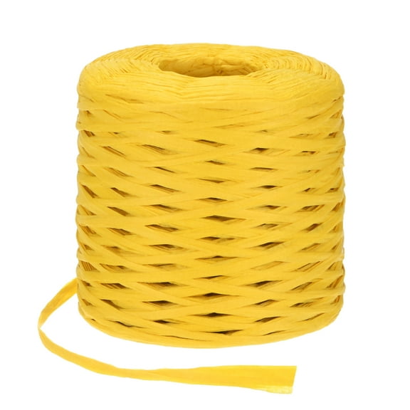 Uxcell Raffia Yarn for Crochet, 219 Yards 5mm Raffia Paper Ribbon Flat String for DIY Crafts[Golden Yellow]