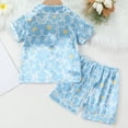 thumbnail image 4 of Odeerbi 1-8 Años Niñas Pijama de Verano de Satén Con Solapa de Muesca Camisas de Manga Corta Pantalones Conjunto de Pijama de Dos Piezas, 4 of 9