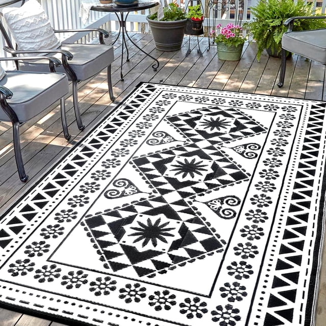 Alfombra exterior DiiKoo, 244 x 305 cm, impermeable, reversible