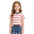 thumbnail image 3 of Fozruso Kid Boys Girls Crewneck Summer Striped T-Shirts Short Sleeve Side Split Design Tee Tops, 3 of 5
