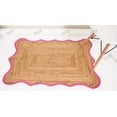thumbnail image 4 of Rectangle Rug Natural Jute Rug Hand Braided Beige and Pink Color Rounding Line Area Rug, 4 of 5