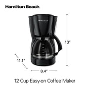 Hamilton Beach 12-Cup Drip Coffee Maker Machine with Glass Coffee Pot, Cafetera, Black