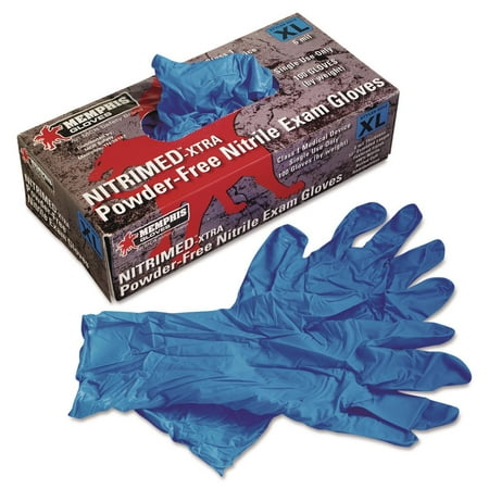MCR Safety Nitri-Med Disposable Nitrile Gloves, Blue, X-Large, 100/Box -MPG6012XL