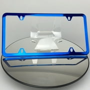 Slim 4 Holes Style Powder Coated Candy Blue Stainless Steel License Plate Frame