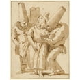 thumbnail image 2 of Giovanni Battista Tiepolo 15x18 Gold Ornate Wood Frame and Double Matted Museum Art Print Titled - Punchinellos Approaching a Woman (Late 1730s), 2 of 4