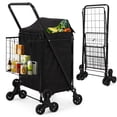 thumbnail image 4 of Collapsible Folding Utility Cart with Waterproof Liner, Stair Climbing Grocery Cart Featuring Rear Tri-Wheels and 360° Swivel Wheels, Portable for Laundry, Shopping, Camping, Grocery, Luggage, 4 of 8