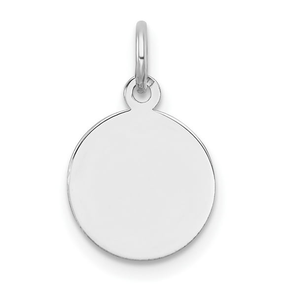 10K White Gold Round Disc Charm