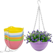 7Pack Colorful Self-Watering Hanging Planters,Plastic Flower Plant Pot,Thicken Greenery Tray,Succulent Container,Hanging Plant Baskets with Drainer and Chain,for Home Garden