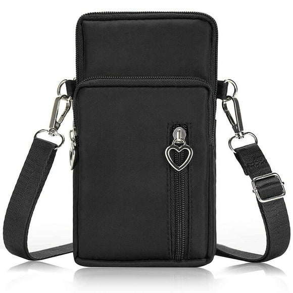 Women Cell Phone Purse Wristband Sport Armband Wallet Travel Crossbody Cell Phone Purse for Galaxy S10 Plus S9 Plus A50 A7 J7,OnePlus 6T,HTC U12 (Black)