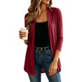 thumbnail image 3 of VISALY Women Open Front Cardigan 3/4 Sleeve Lightweight Mid Length Loose Fit Casual Shawl Cover Up Coat Solid Layering Outerwear Lightweight Open Front Cardigan Travel Beach Outfits Wine Xxl, 3 of 8