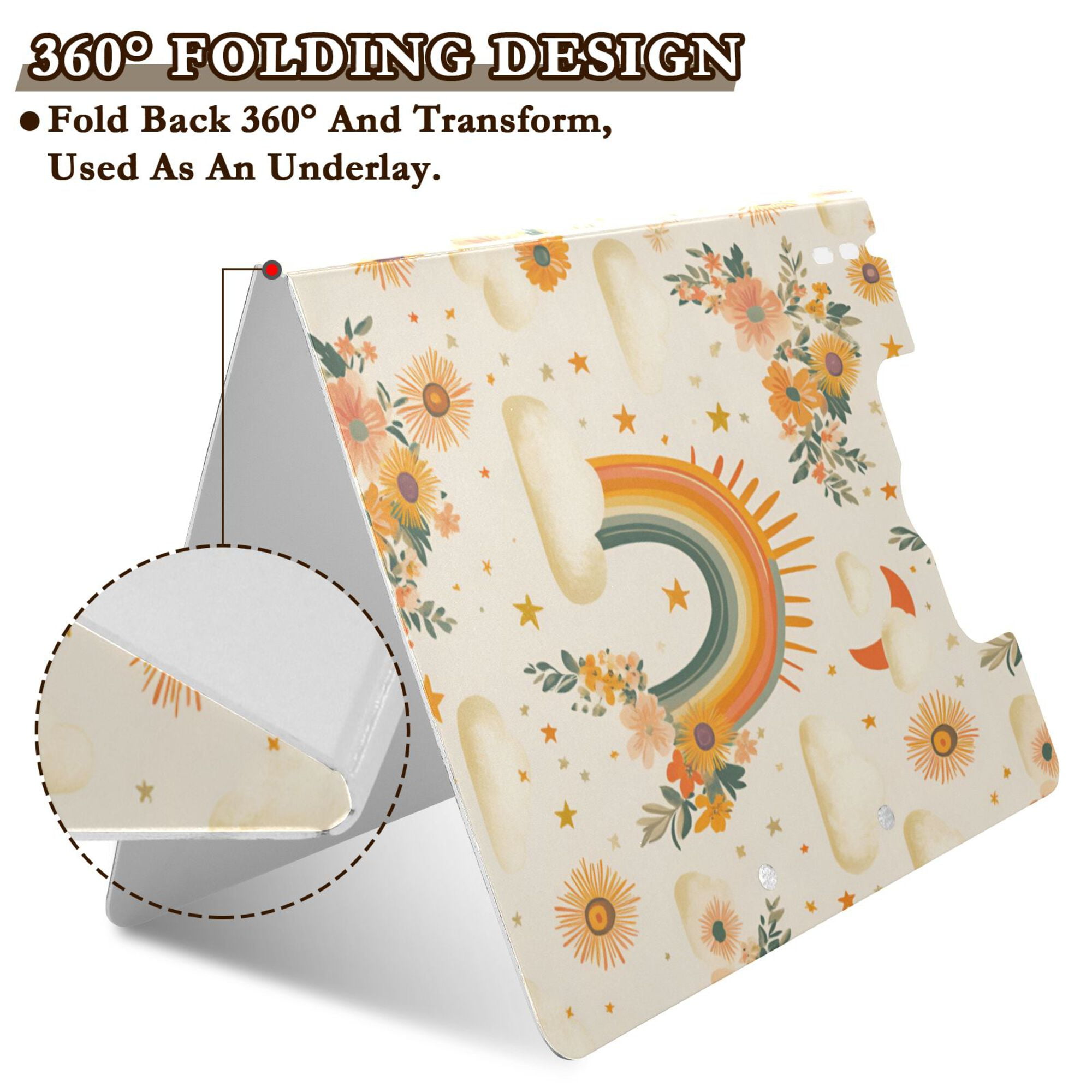 FORMRS A4 Clipboard Folder with Pen Holder Horizontal Foldable School Office Binder, Retro Rainbow