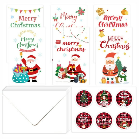 Christmas Greeting Cards Set – 6 Deluxe Holiday Cards with Envelopes & Stickers, DIY Personalized Message Kit for Friends & Family