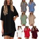 thumbnail image 2 of Women's Casual Loungewear Set Short Sleeve Oversized T-Shirt with Biker Shorts Sleepwear Loose Fit Homewear Pajamas White XXL, 2 of 4