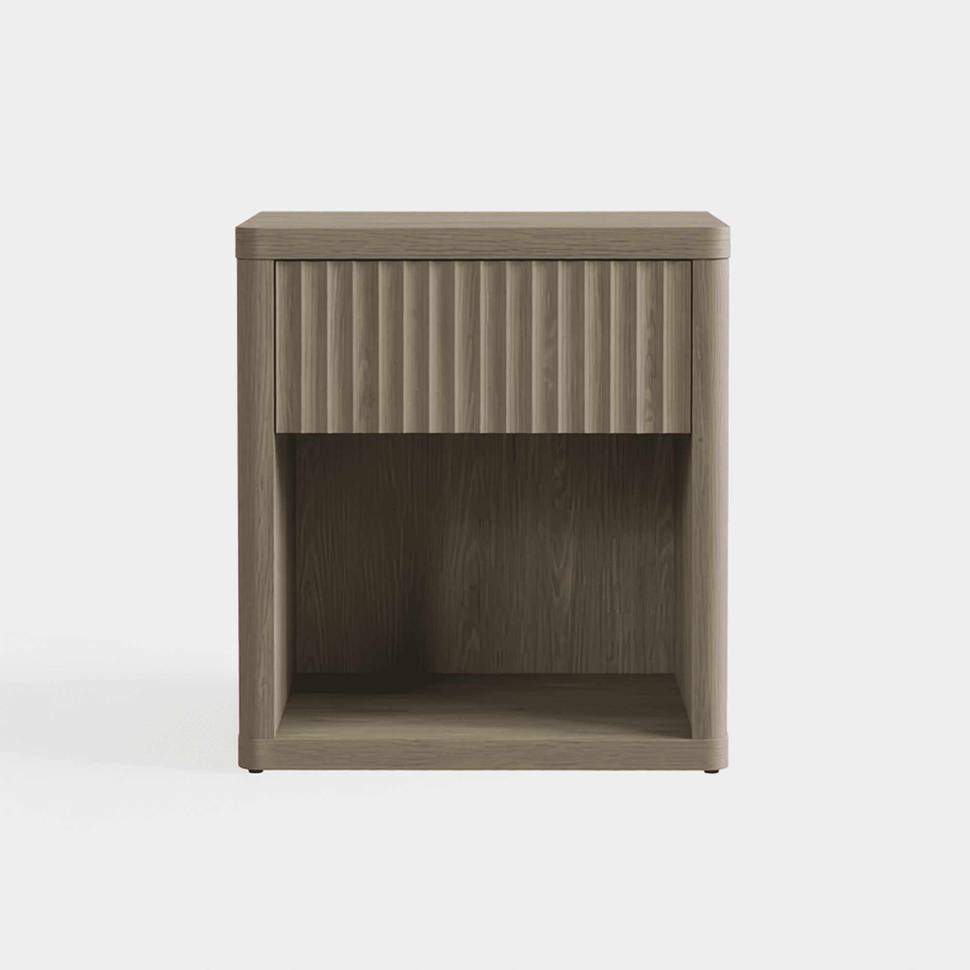 Modern Fluted Nightstand with Drawer Storage Large Wide Bedside End Table for Bedroom Living Room Sofa Couch Home Office Grey Alder