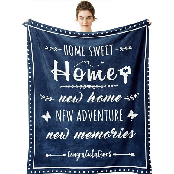New Home Gifts Blanket - House Warming Gifts for New Home 50" x 60" Throws - Home Sweet Home Gifts - Homeowner Gifts - Moving Away Gift Ideas - New Apartment Housewarming Gifts for Women Couple